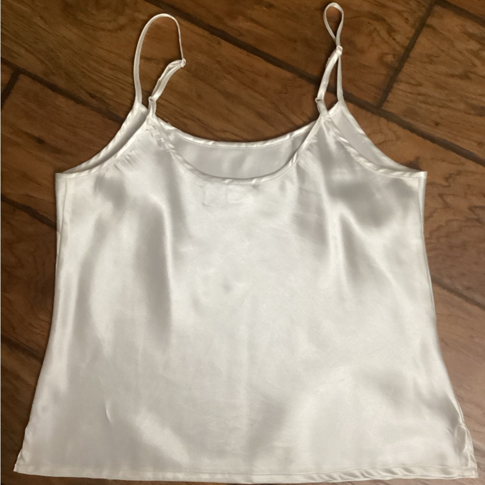 White Spaghetti Strap Camisole with Pearls Size 14 - Picture 2 of 6